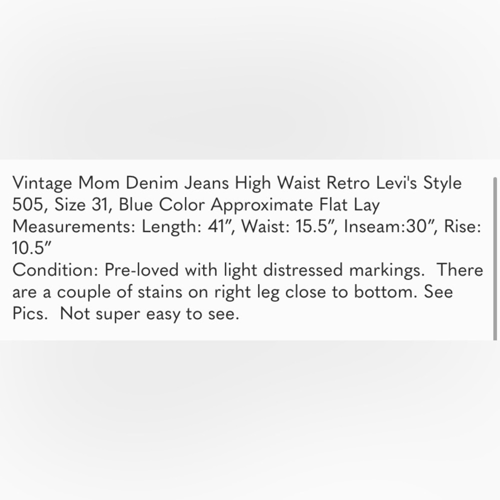 Levi’s High Rise 505 Jeans - Picture 5 of 5